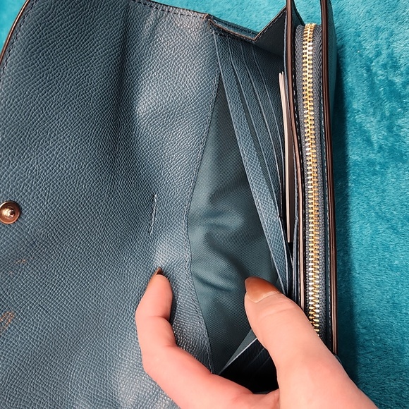 Coach Pebbled Leather Ink Blue Wallet - Picture 6 of 6